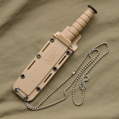 Military Type Khaki Finish Neck Knife